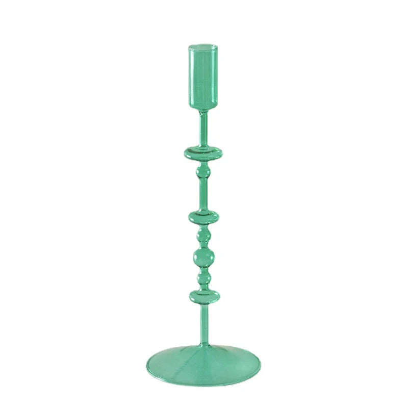 Red Glass Candle Holders Taper Candle Stand Christmas Candle Holder Candlestick Holder Christmas Decor Green Glass
