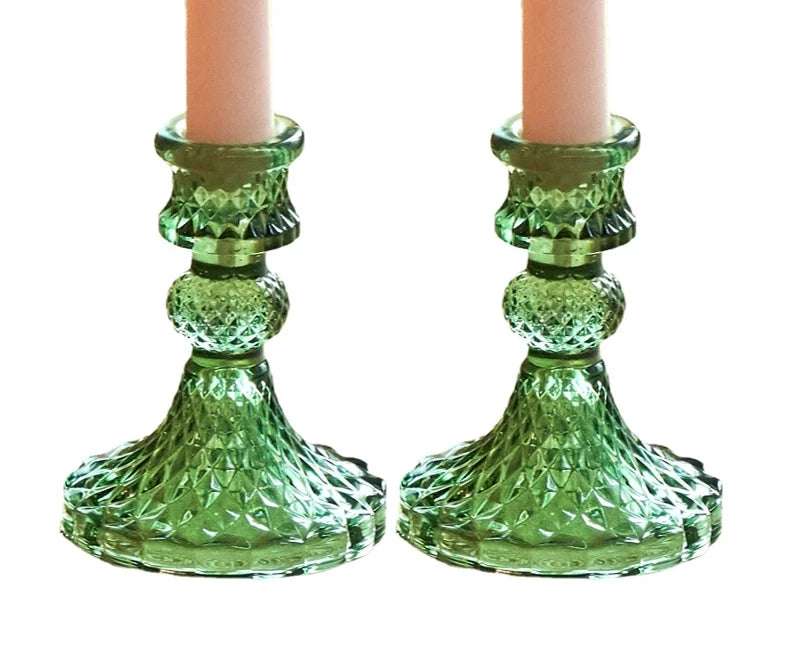 Taper Candle Holders Crystal Glass Candlestick Holder Decorative Candle Stand Centerpiece for Table Wedding Dinning Party