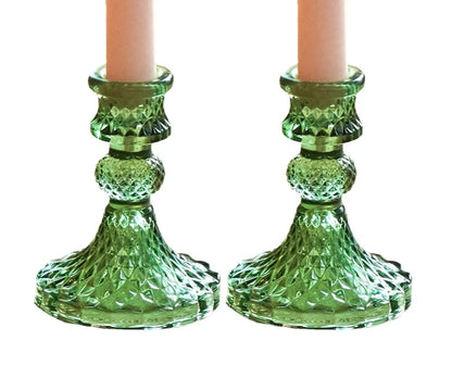 Taper Candle Holders Crystal Glass Candlestick Holder Decorative Candle Stand Centerpiece for Table Wedding Dinning Party