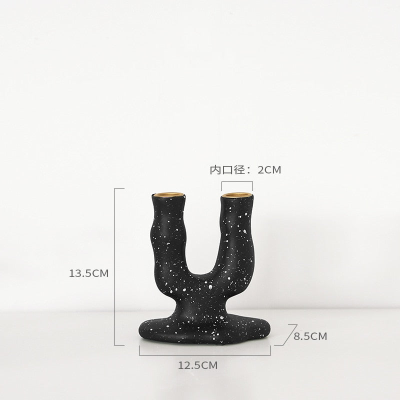 Ink Dot Resin Candle Holders Candlestick Photography Table Candle Stand Exquisite Candlestick Nordic Table Home Decor