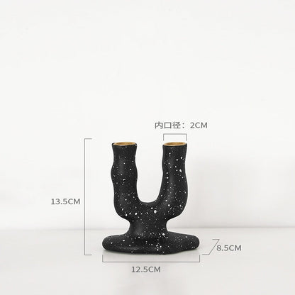 Ink Dot Resin Candle Holders Candlestick Photography Table Candle Stand Exquisite Candlestick Nordic Table Home Decor