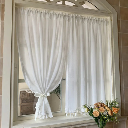 Korean style window screens are opaque and perforated-free. hook and loop curtains, bay windows, balcony floor-to-ceiling window
