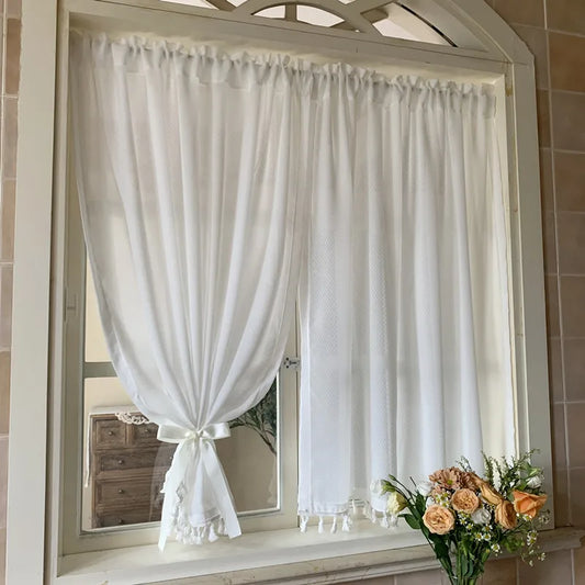 Korean style window screens are opaque and perforated-free. hook and loop curtains, bay windows, balcony floor-to-ceiling window