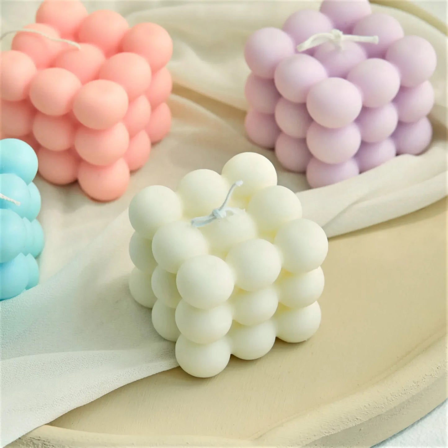 2Inch Bubble Cube Candle Cute Soy Wax Aromatherapy Small Candles scented  relaxing Birthday Gift 1PC