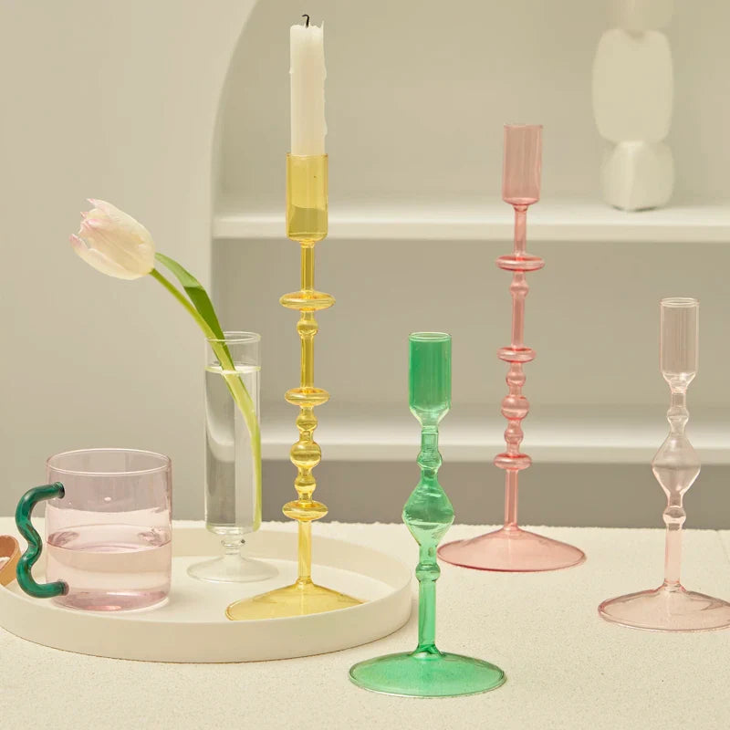 Slim Candlestick Holder Glass Candle Holders Home Decor Glass Table Candle Stand Holder Creative Decoration Ornament