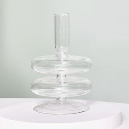 Taper Candle Holders Glass Candlesticks for Home Wedding Table Decoration Glass Vase Table Bookshelf Candles Stand