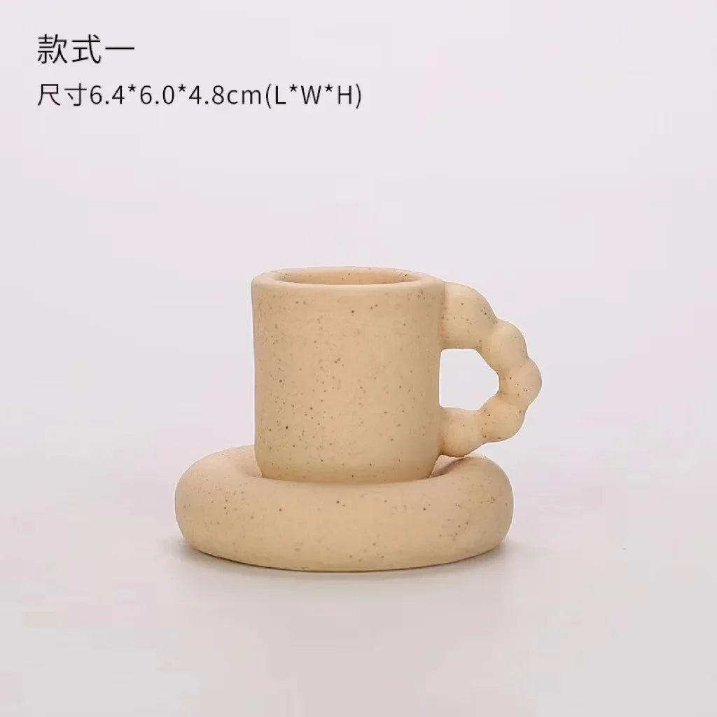 Nordic Decorative Cup-shaped Candle Holder Ceramic Candlesticks Wedding Centerpiece Ornaments Home Decoration