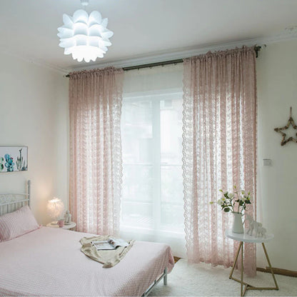 2PCS French Rustic Lace Pink Sheer Curtain For Luxurious Living Room, Princess Room, Balcony Drapes,Home Window Curtains