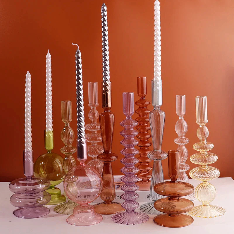 Romantic Glass Candle holder candlelight dinner Nordic Candlestick Wedding centerpieces Bougeoir Birthday living room home decor