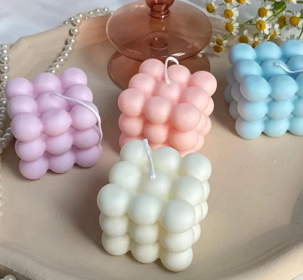 2Inch Bubble Cube Candle Cute Soy Wax Aromatherapy Small Candles scented  relaxing Birthday Gift 1PC