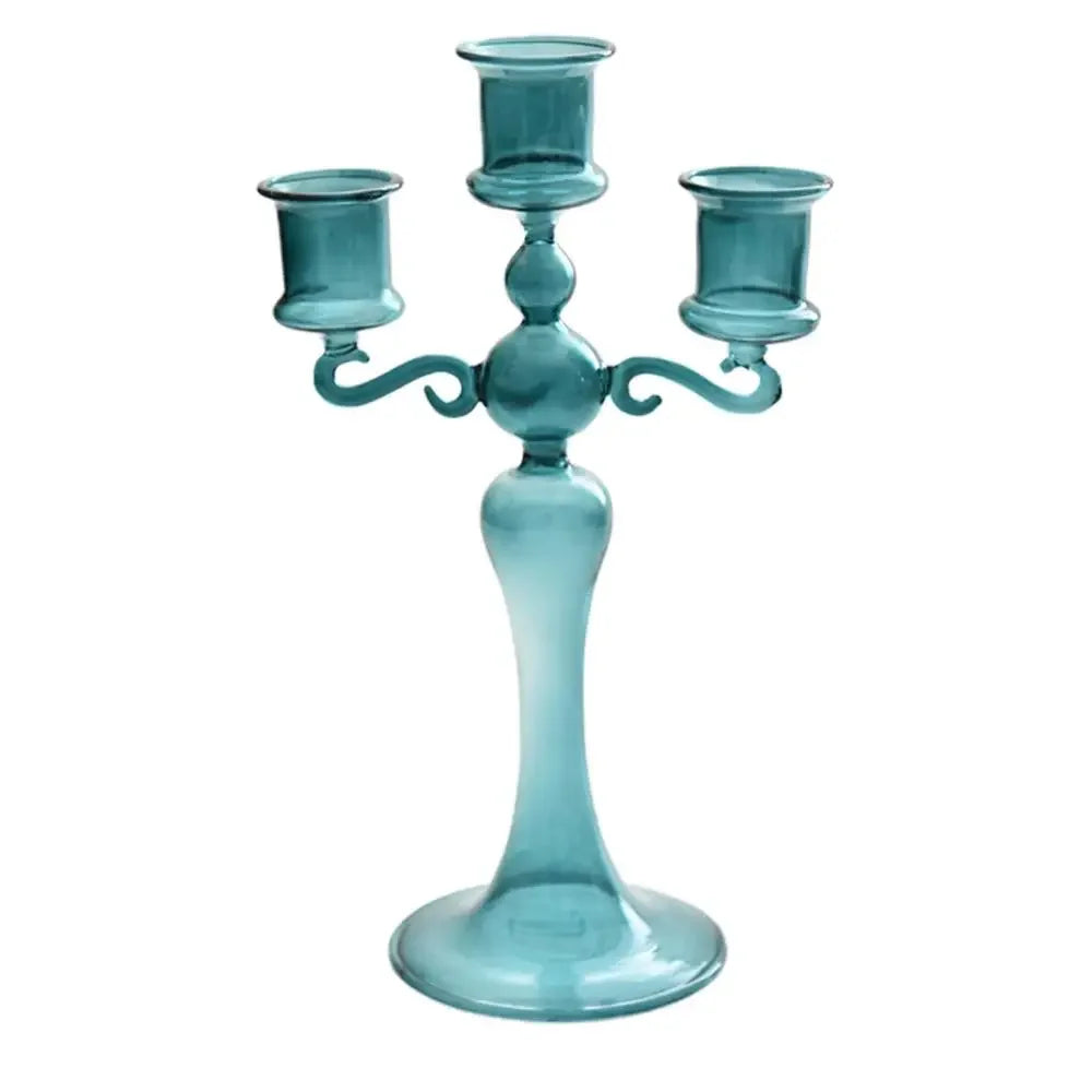 3 Heads Retro Transparent Candlesticks Taper Candle Holders Tall Candlesticks Decoration Party Glass Home Decor Wedding Decor