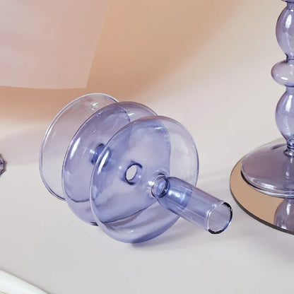 Lilac Glass Candlesticks Candle Holders Wedding Table Centerpieces Nordic Home Decoration Christmas Gift Glass Candle Holder