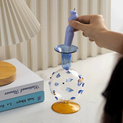 Creative Glass Pufferfish Shaped Candle Holder Christmas Decorations Cute Candlesticks for Candle Ornament Home Decoration Gifts