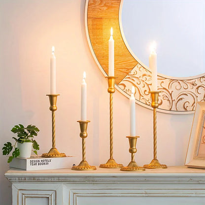 Ikeehome  Gold Candlestick Holders Set Of 5, Wedding Birthday Candlelight Dinner Table Centerpiece, Halloween And Christmas Decorations