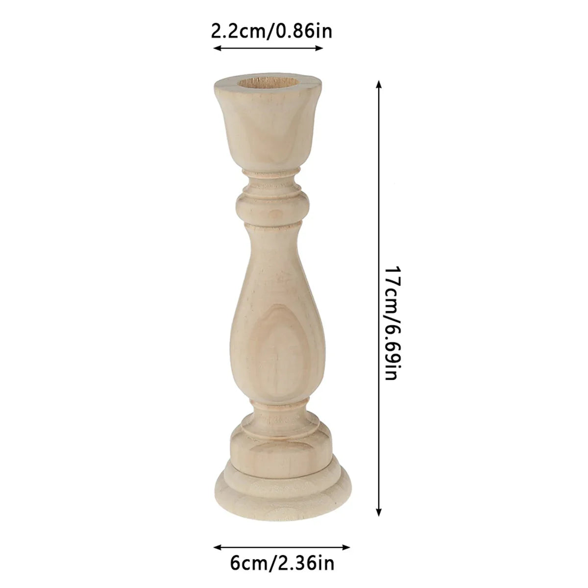 Wood Natural Unfinished Candlesticks Holders Retro Unpainted Classic Craft Creative DIY Candle Holder Home Wedding Decoration