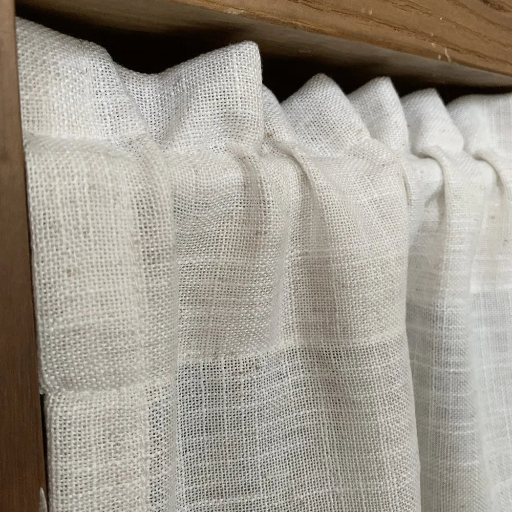 Nordic Style Short Curtains for kitchen Solid Cotton Linen Lace Hem Half Tulle Curtain Wine Cabinet Door Window Small Curtains