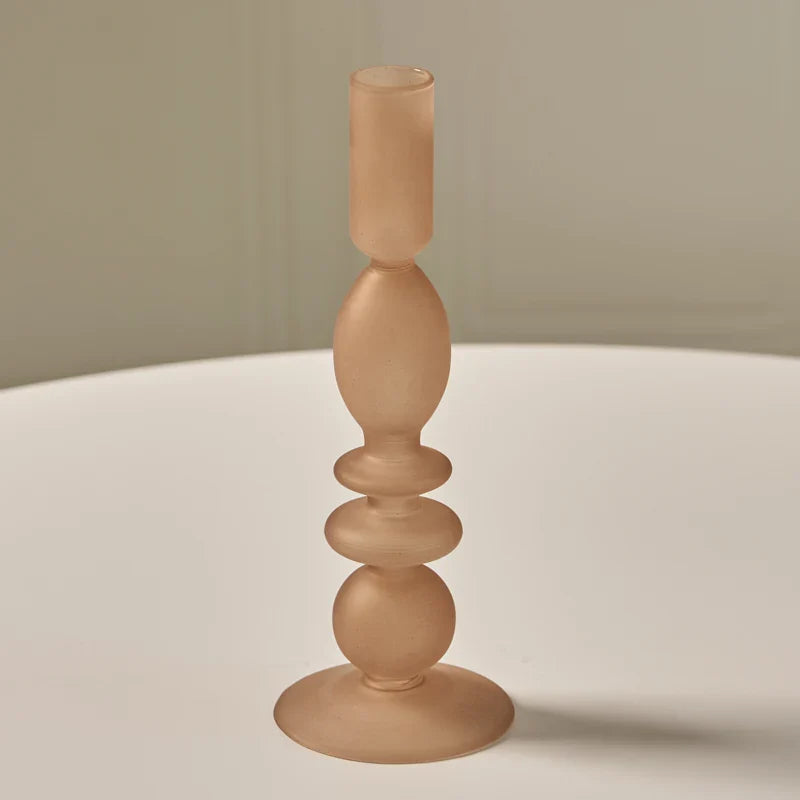 1pc Matte Glass Candle Holders Home Decoration Candlestick Birthday Candle Holder Dining Table Decoration Candle Home Decore