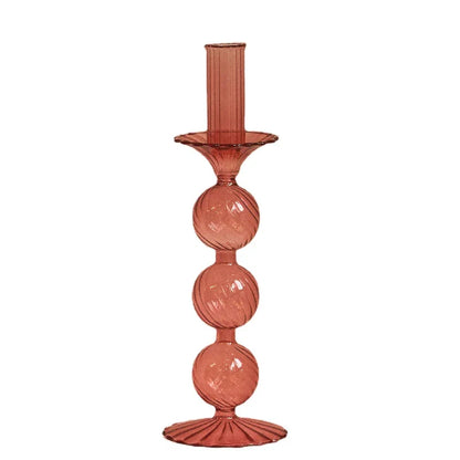 Red Glass Candle Holders Taper Candle Stand Christmas Candle Holder Candlestick Holder Christmas Decor Green Glass