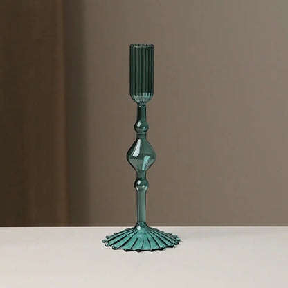 Retro Glass Candle Holder Wedding Supplies Candlelight Dinner Candlestick Props Ornament High Footed Candlestick Home Decoration