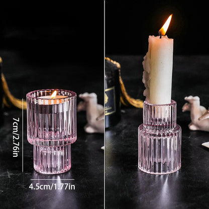 Nordic Glass Candlestick Candle Holders Tealight Candle Stand Transparent Glass Candlestick Candle Base Christmas Home Decor