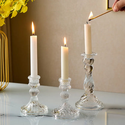 Novelty Glass Candle Holder Nordic Decor Candlestick Romantic Candle Stand Desk Accessories Wedding Centerpieces Ornament Gifts