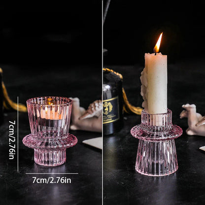 Nordic Glass Candlestick Candle Holders Tealight Candle Stand Transparent Glass Candlestick Candle Base Christmas Home Decor