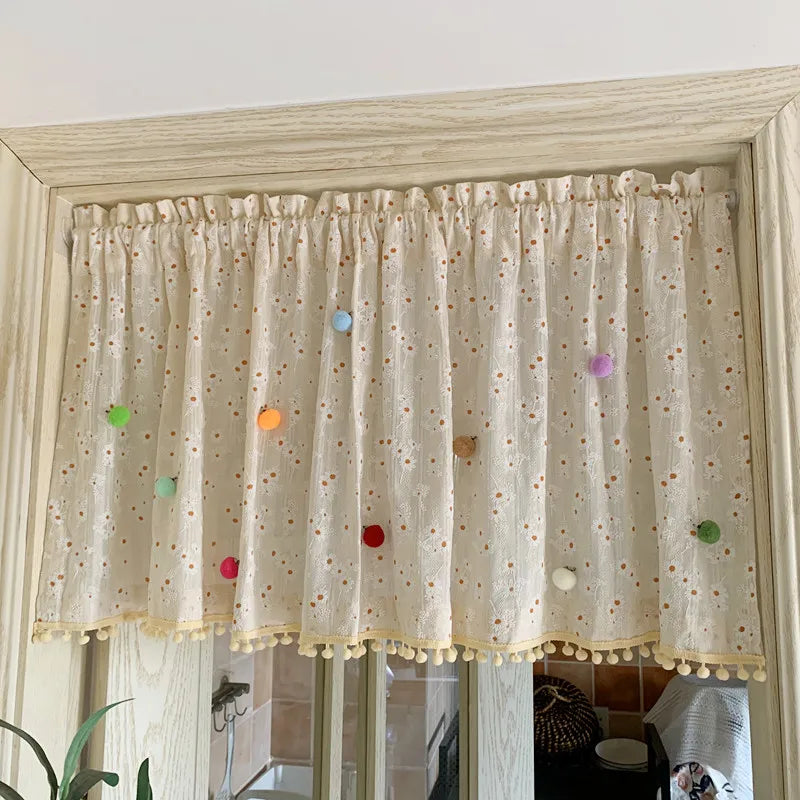 French pastoral floral door curtain cotton and linen bedroom partition bathroom feng shui curtain