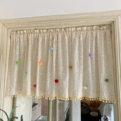 French pastoral floral door curtain cotton and linen bedroom partition bathroom feng shui curtain