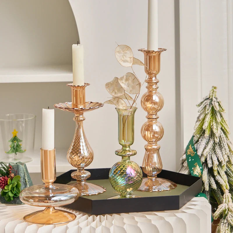1PC Floriddle Candle Holders Glass Candlestick for Wedding Decoration Christmas Decoration Home Decoration Accessories Candles
