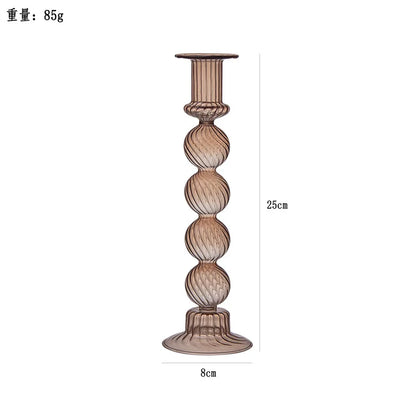 European Style Hand Blown Lilac Glass Candle Holder High Quality Decorative Wedding Table Centerpiece Party Decor Candlestick