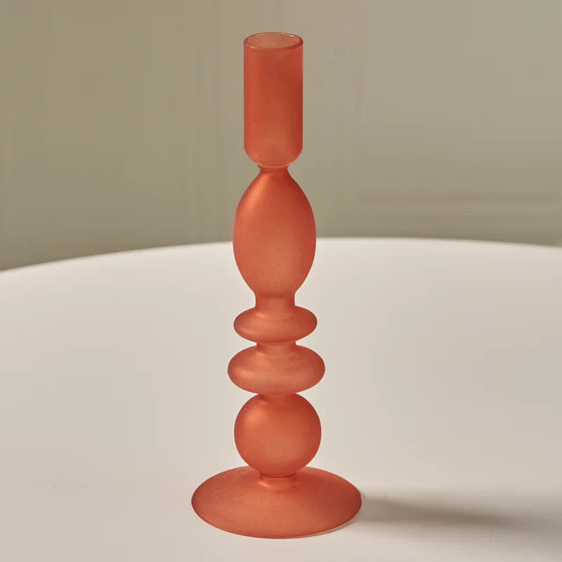 1pc Matte Glass Candle Holders Home Decoration Candlestick Birthday Candle Holder Dining Table Decoration Candle Home Decore
