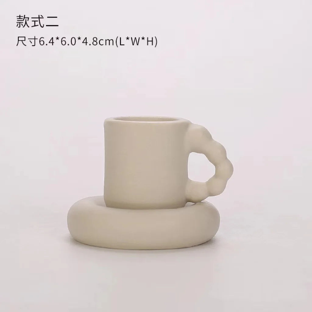 Nordic Decorative Cup-shaped Candle Holder Ceramic Candlesticks Wedding Centerpiece Ornaments Home Decoration