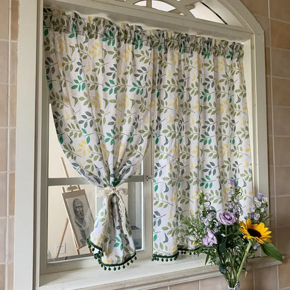 American curtains short curtain semi-blackout cotton linen pastoral bay window kitchen curtains for bedroom занавески