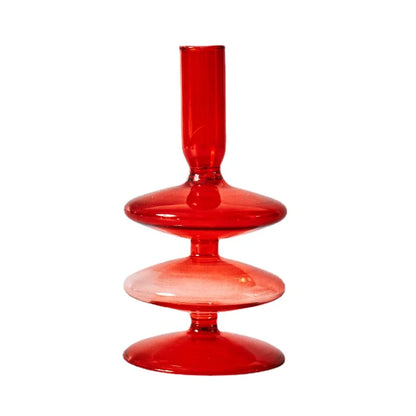 Red Glass Candle Holders Taper Candle Stand Christmas Candle Holder Candlestick Holder Christmas Decor Green Glass