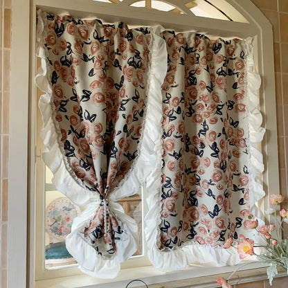 1pcs Countryside Printed Full Blackout Curtain Fabric UV Protection Sun Protection Non Perforated Living Room Balcony Curtains