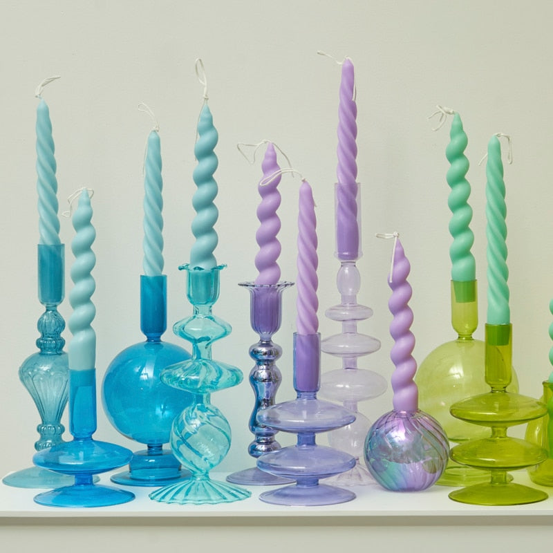 2pc Spiral Candles Scented Candle Decorative Candles Taper Candles Home Decor Wedding Decoration Centerpieces Candlestick Gift