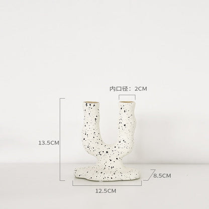 Ink Dot Resin Candle Holders Candlestick Photography Table Candle Stand Exquisite Candlestick Nordic Table Home Decor