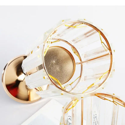 Glass Candle Holder Metal Stand Storage Ornament Candlestick Household Desktop Simple Crafts Candle Holder Candelabra Decoration
