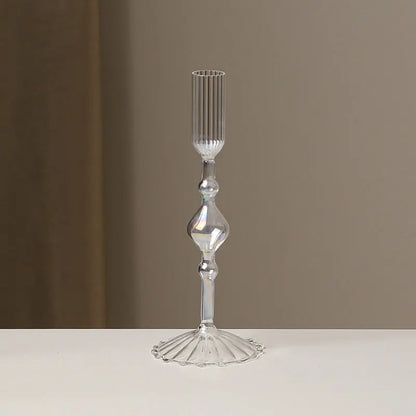 Retro Glass Candle Holder Wedding Supplies Candlelight Dinner Candlestick Props Ornament High Footed Candlestick Home Decoration