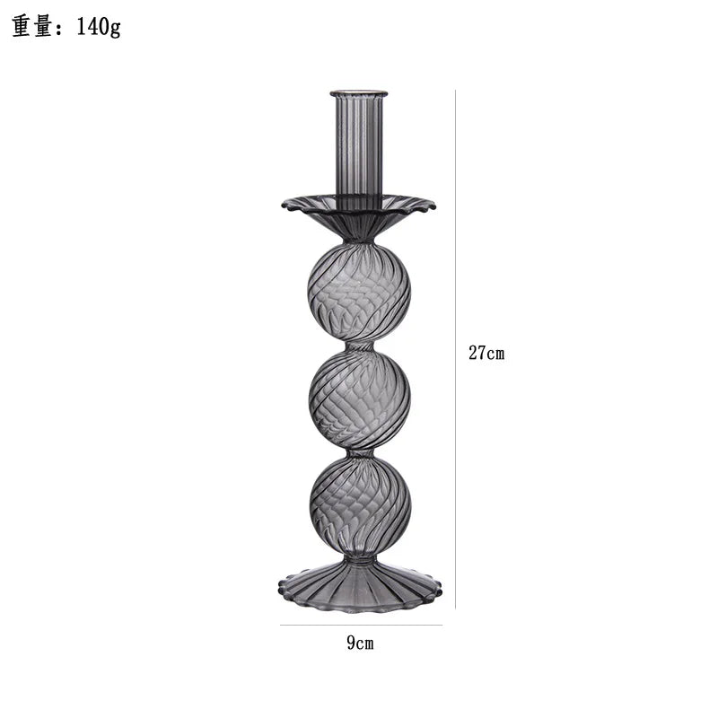 European Style Hand Blown Lilac Glass Candle Holder High Quality Decorative Wedding Table Centerpiece Party Decor Candlestick