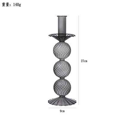 European Style Hand Blown Lilac Glass Candle Holder High Quality Decorative Wedding Table Centerpiece Party Decor Candlestick