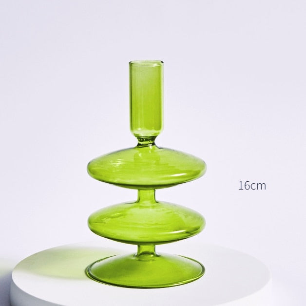 Taper Candle Holders Glass Candlesticks for Home Wedding Table Decoration Glass Vase Table Bookshelf Candles Stand