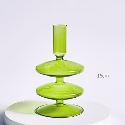 Taper Candle Holders Glass Candlesticks for Home Wedding Table Decoration Glass Vase Table Bookshelf Candles Stand