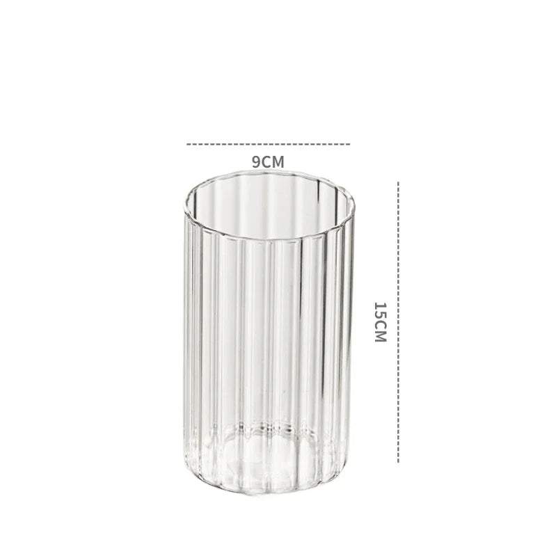Ribbed Glass Hurricane Candle Holders Home Decor Pillar Candles Glass Vase Floating Candle Wedding Ornaments