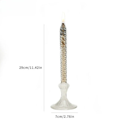 Rotate Transparent Glass Candle Holder Smokeless Glass Oil Lamps Candlestick Wedding Decor Romantic Candlelight Dinner Ornaments