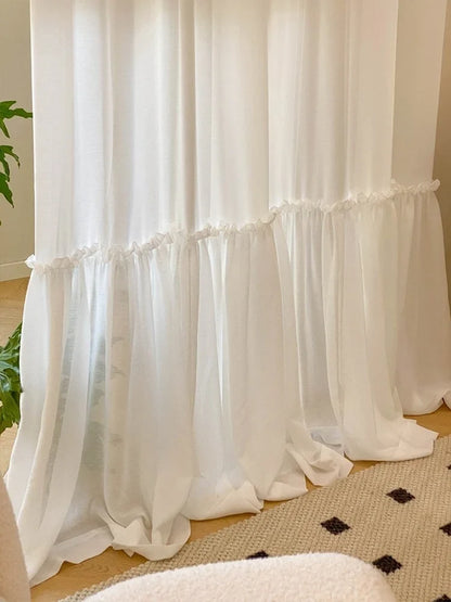 French Skirt Special Design White Sheer Curtains For Princess Rooms, Dust-proof Partition Curtains, Tulle Curtains For Windows