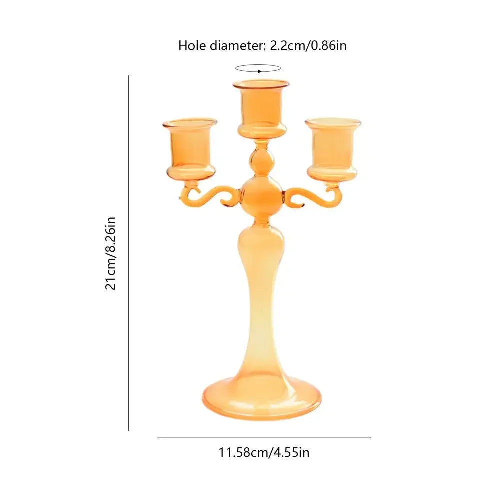 3 Heads Retro Transparent Candlesticks Taper Candle Holders Tall Candlesticks Decoration Party Glass Home Decor Wedding Decor
