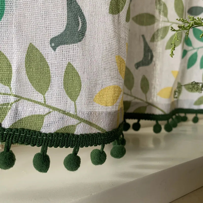 American curtains short curtain semi-blackout cotton linen pastoral bay window kitchen curtains for bedroom занавески
