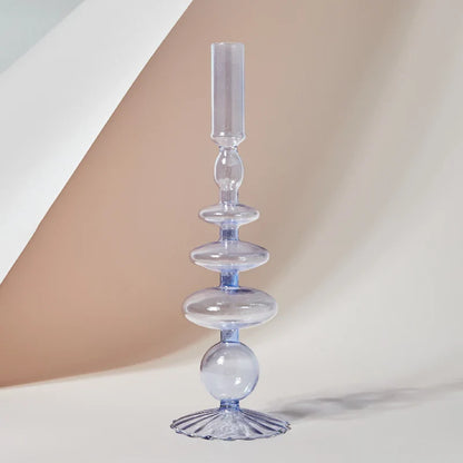 Lilac Candle Holders Glass Candlestick holder for Wedding Table Centerpieces Nordic Vase Home Decoration Gift