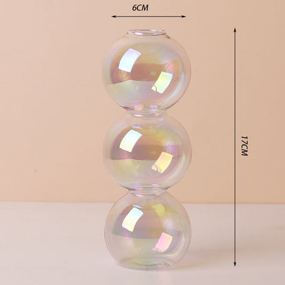 Luxury Iridescent Candle Holders Decor for Table Nordic Rainbow Vase Flower Home Decoration Glass Candlestick Wedding Centerpiec